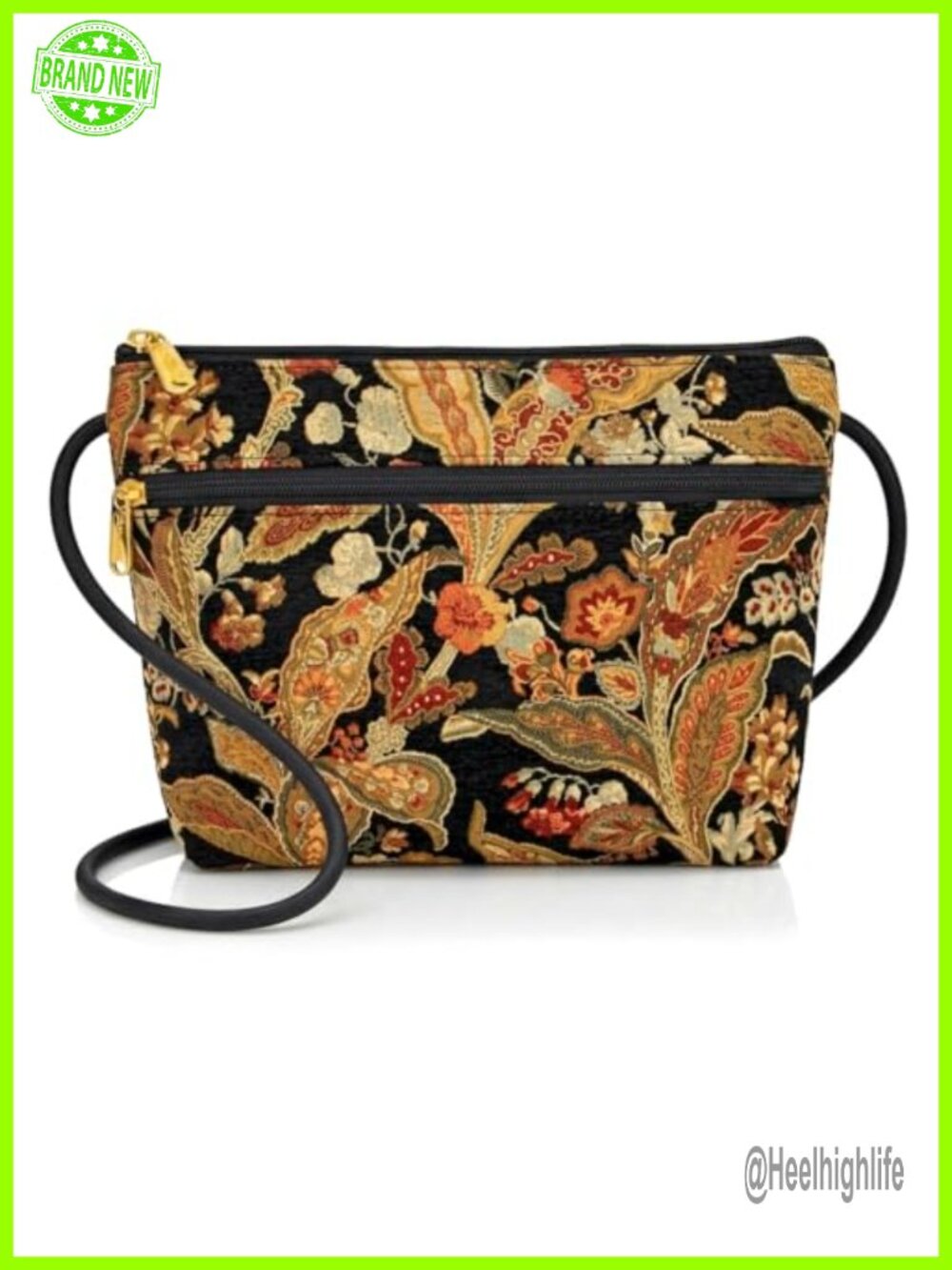 Handmade Tapestry Zipper Crossbody Purse Adjustable Cord USA